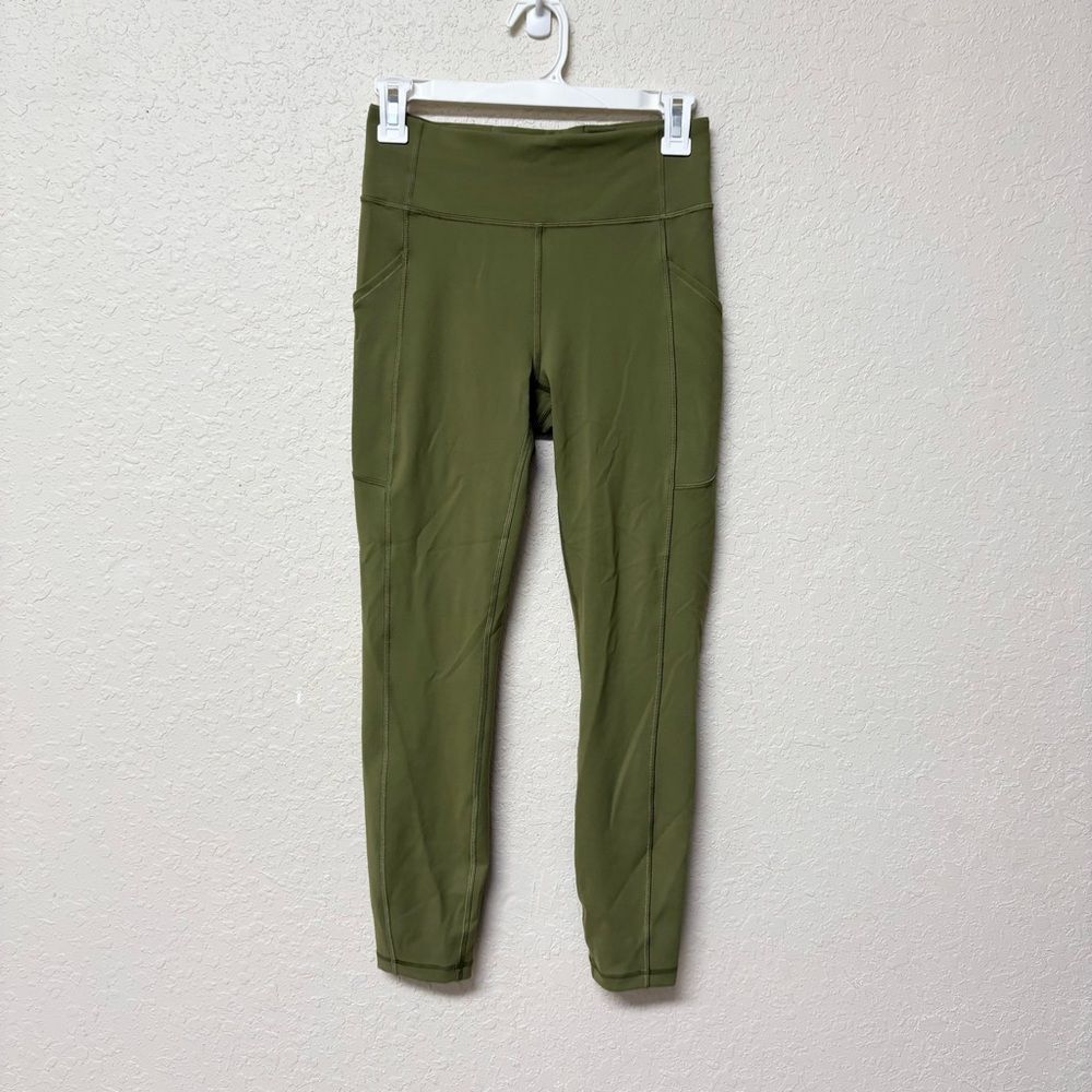 Lululemon Invigorate High-Rise Tight 25" Green Leggings Womens Size 6 Pockets